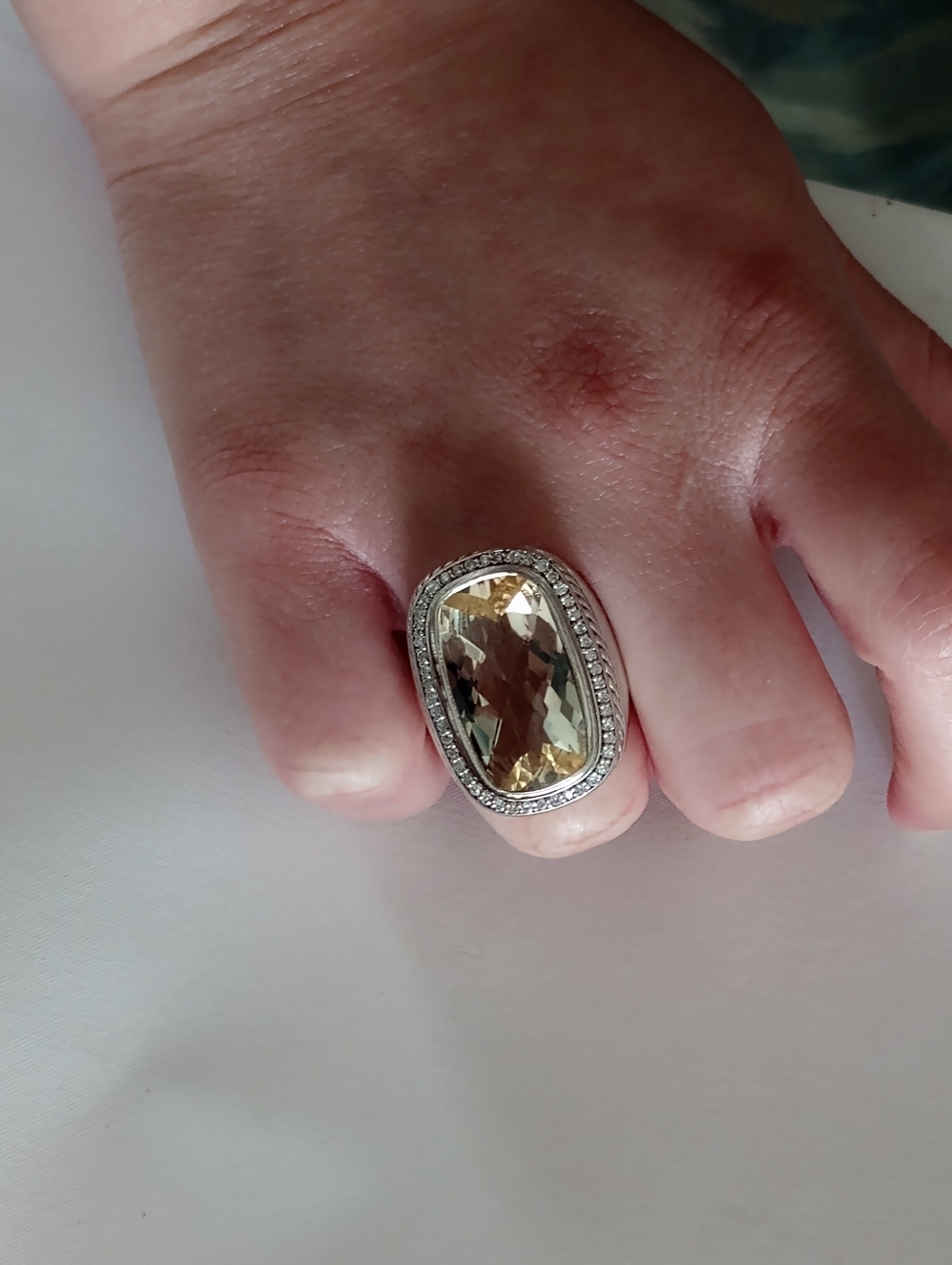 David Yurman Champagne & Diamond Albion Ring Size 7 - Picture 9 of 15